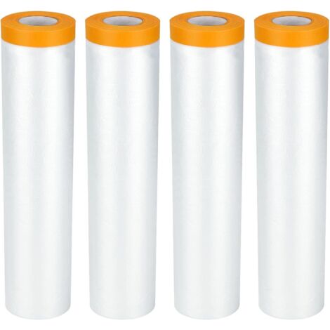 Rollos de láminas autoadhesivas antipolvo de 2,4 x 20 m, cinta de enmascarar con película de goteo y reverso de plástico, láminas decorativas de plástico para pintar y revestir muebles