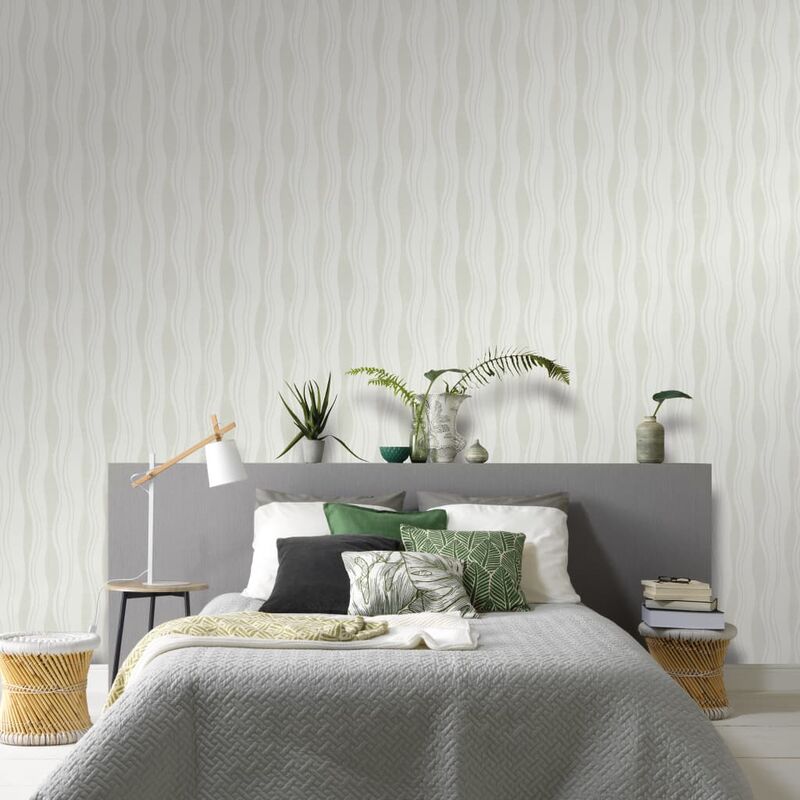 

Bh Design - Rollos de papel pintado no tejido 2 uds ondas blanco 0,53x10 m