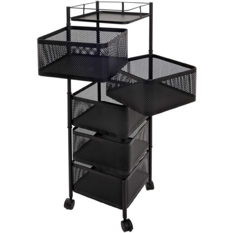 Rollregal HHG-439, Rollwagen Multifunktionsregal Aufbewahrung Küche, rollbar Körbe schwenkbar Eisen 94x30x30cm schwarz