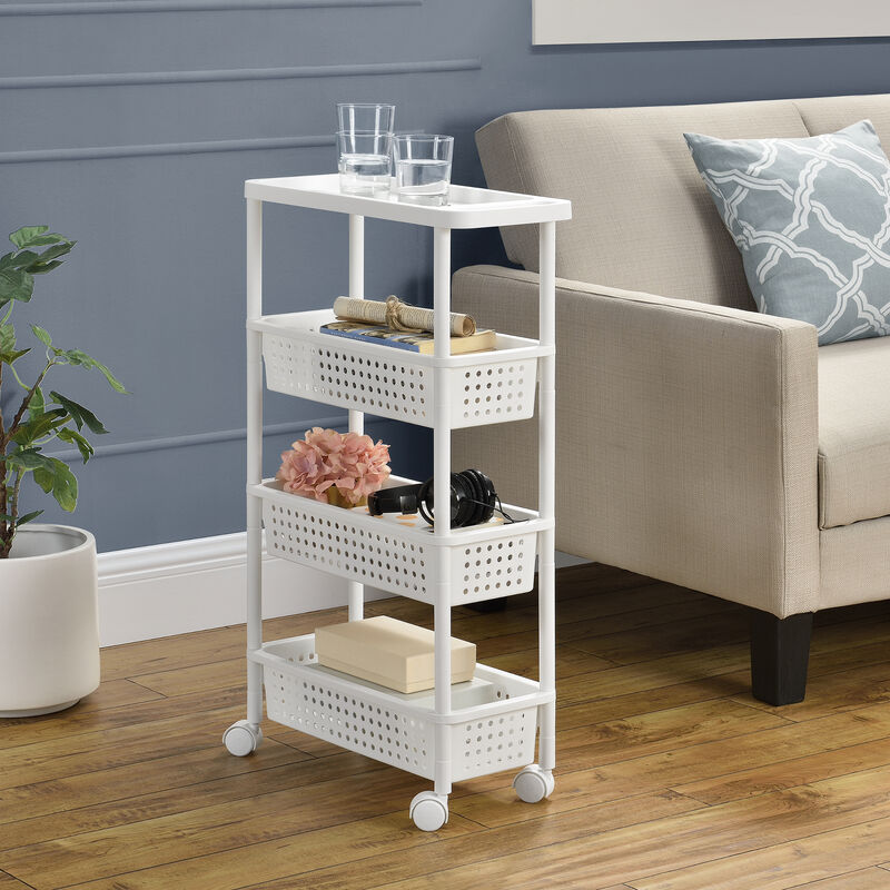 Rollregal Küchenregal Nischenregal Allzweckwagen mit Körben 4 Etagen