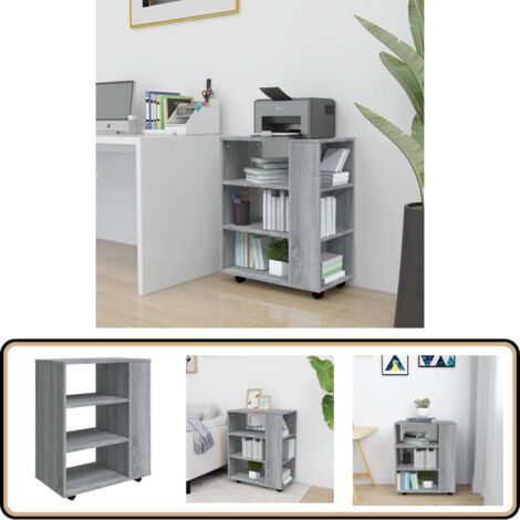 Rollschrank Grau Sonoma 60x35x75 cm Holzwerkstoff - Schreibtischorganisation - Rollschrank - Bürobedarf - Holzwerkstoffmöbel - Grauer Schrank