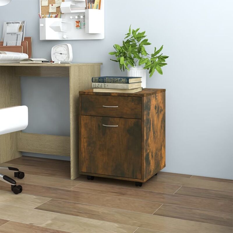 Vidaxl - Rollschrank Räuchereiche 45x38x54 Cm Holzwerkstoff