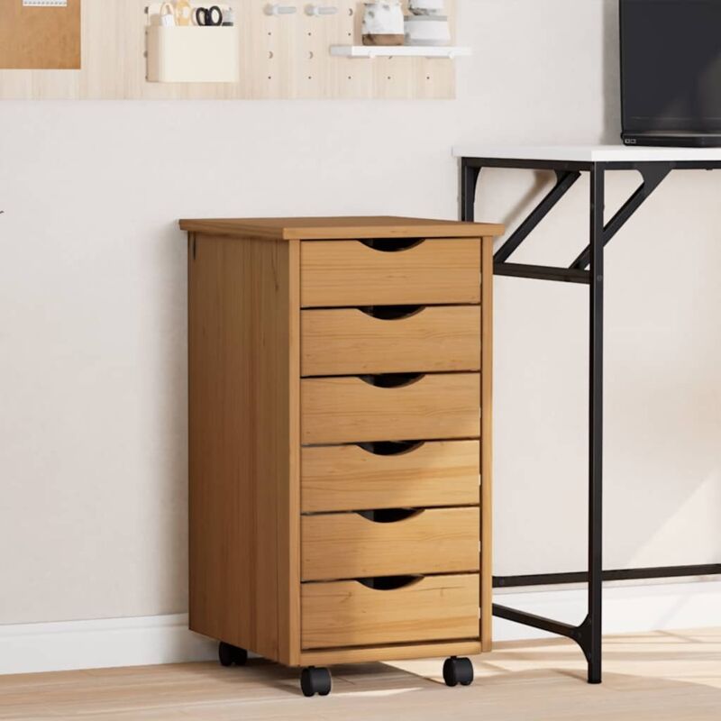 Rollschrank Mit Schubladen Moss Honigbraun Massivholz Kiefer Vidaxl