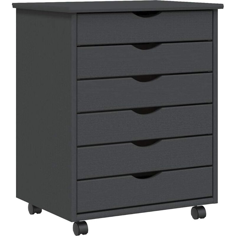 Vidaxl - Rollschrank Mit Schubladen Moss Grau Massivholz Kiefer