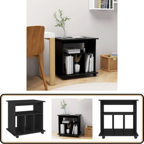 Rollschrank Schwarz 60x45x60 cm Holzwerkstoff - Rollcontainer - Büroorganisation - Stauraum - Schwarzer Schrank - Regal Schwarz