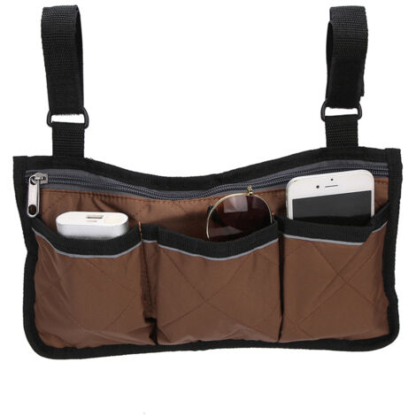 Rollstuhl-Organizer-Tasche – Große Armlehnen-Aufbewahrungstasche, praktisch und braun