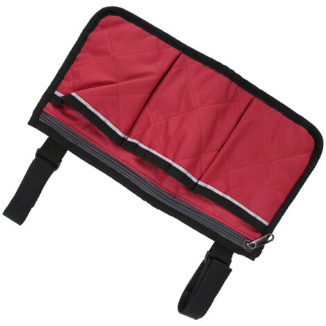 Rollstuhl-Organizer-Tasche, große Aufbewahrungstasche an der Armlehne, praktisch und abnehmbar, weinrot
