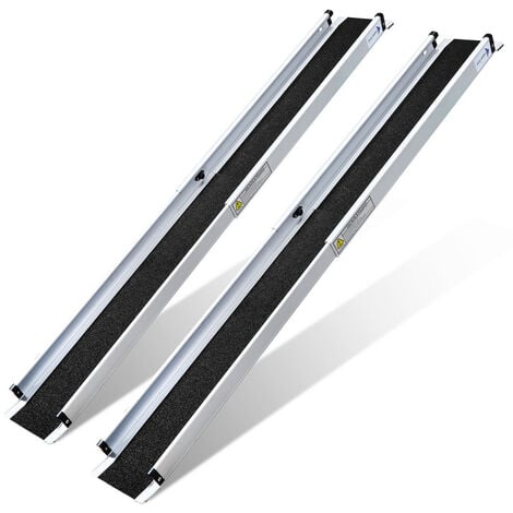 VINGO Rollstuhlrampe aus Aluminium mobil Rampe Rollstuhl klappbar Auffahrrampe bis 272 kg Anti-Rutsch für Zuhause, Treppen, Schwellen 183cm