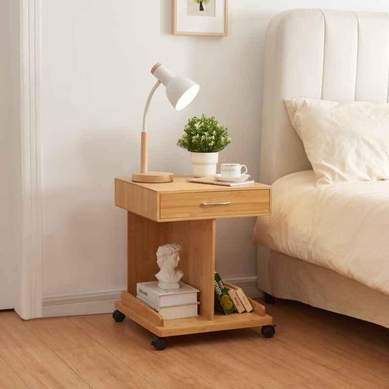 [en.casa] - Rolltisch Jokkmokk 56, 5x43x43 Cm Bambus