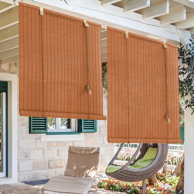 Roll'up bambou fines lattes pour intérieur et extérieur - Marron - L120 x H250cm