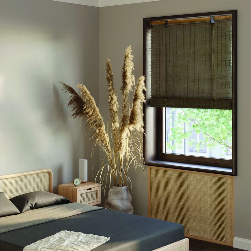 Madecostore - Roll'up nature toile de Jute sans percer - Gris - L80 x H220cm