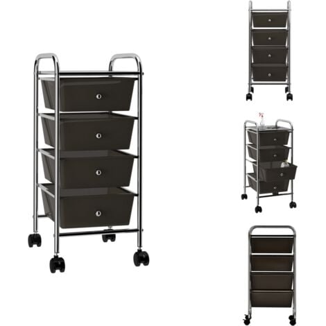 Rollwagen & Sackkarren - Living Schubladenwagen mit 4 Schubladen Schwarz Kunststoff