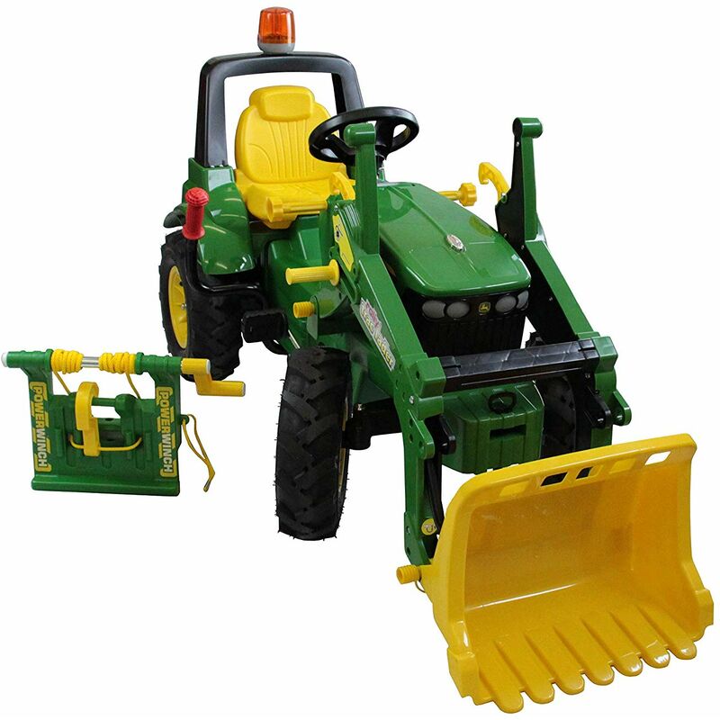 Rolly Toys Tracteur pedales, tracteur John Deere 7930, chargeur frontal, treuil, 3-8 ans