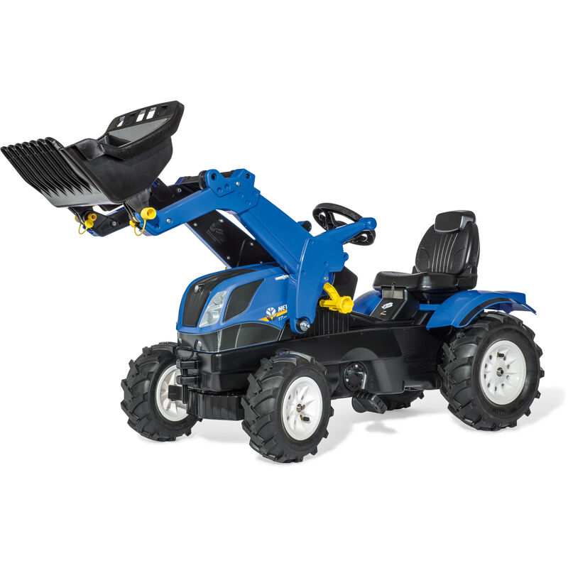 Tracteur pedales New Holland + vehicule pour enfants chargeur frontal avec pneus chambre air - Rollytoys