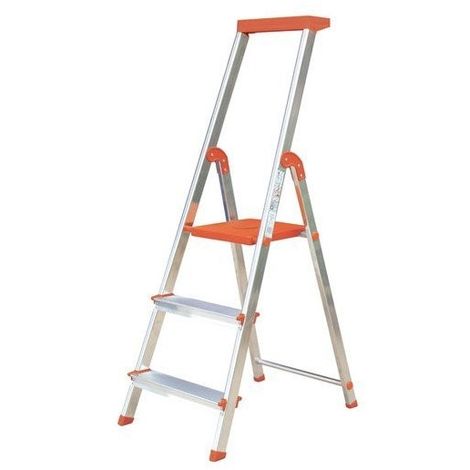 Rolser-Escalera aluminio 3 peldaños mandarina