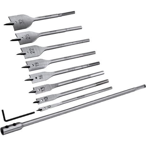 Rolson Tools 48550 - Set di punte per trapano piatte per legno, 10 pezzi