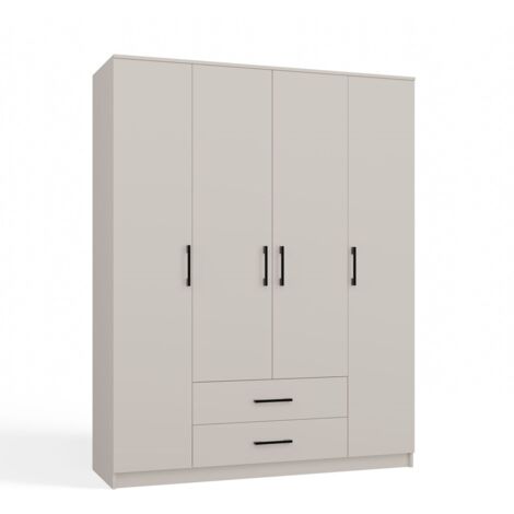 ROMA - Armadio grande camera da letto a 4 ante - 160x52x205 cm - 2 cassetti - Armadio con vano appendiabiti