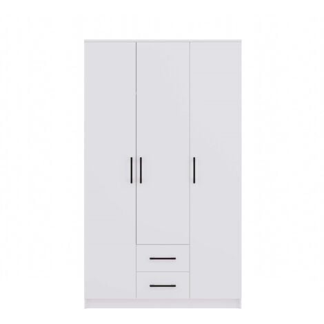 ROMA - Armadio moderno 120 cm - 3 ante e 2 cassetti - Bianco