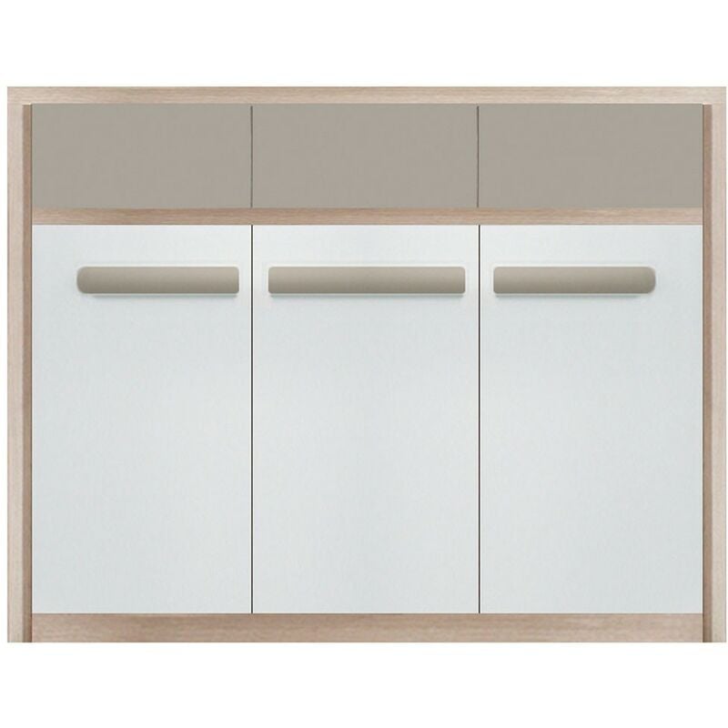 Monmobilierdesign - roma Buffet commode 3 tiroirs coulissants 3 portes battantes 135x104 cm