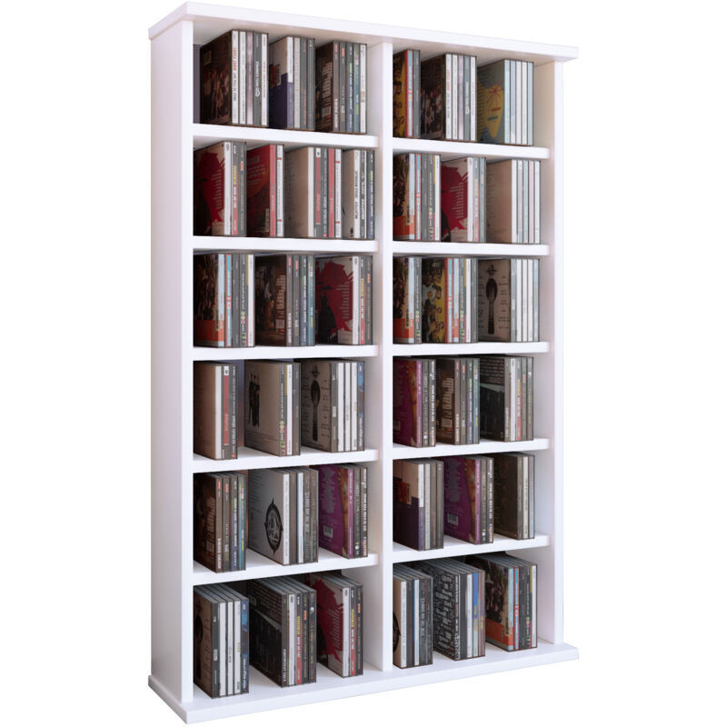 Ebuy24 - Etagère cd/dvd média Ronul h. 92 x l. 60 x p. 18 cm Blanc