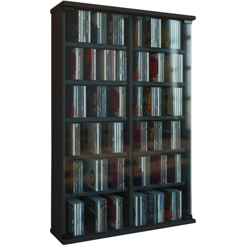 Ebuy24 - Etagère cd/dvd média Roma h. 92 x l. 60 x p. 18 cm Noir