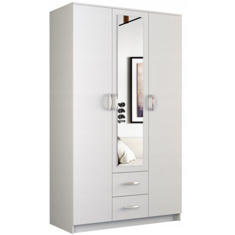 HUCOCO ROMA Small wardrobe bedroom office Multifunctional wardrobe 2 doors Mirror 2 drawers Storage unit Dressing room
