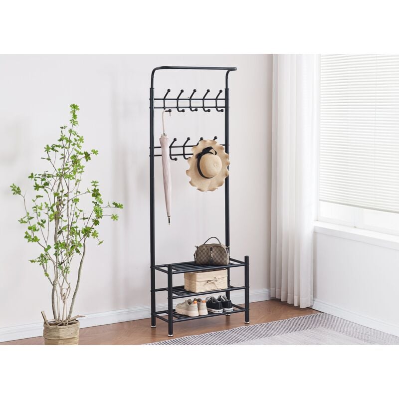 Deco In Paris - romain - Meuble d'entrée portant avec 3 étagères en métal noir romain