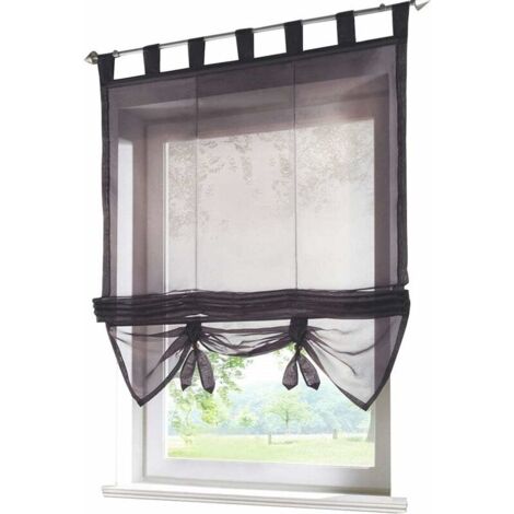 Roman Blind with Buckles Curtains Kitchen Roman Shades Transparent Buckle Modern Blind Curtains Gray Voile LxH 120x155cm 1pc