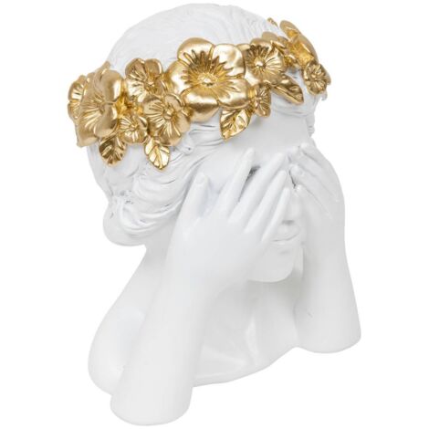 Romance salvaje deco cabeza de mujer H.22cm resina blanca - Atmosphera créateur d'intérieur