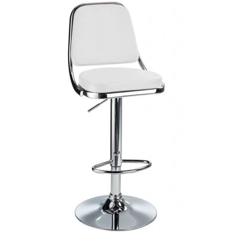Romano Kitchen Breakfast Bar Stool - White Padded Seat, Height Adjustable White