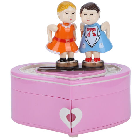 Romantische Spieluhr in Form von sich küssenden Herzen – Rosa Tischdekoration zum Geburtstag