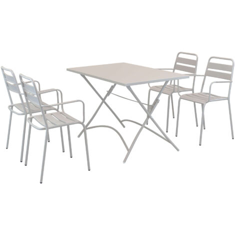 ROMANUS - set tavolo in alluminio e teak cm 110 x 70 x 72 h con 4 poltrone Romanus