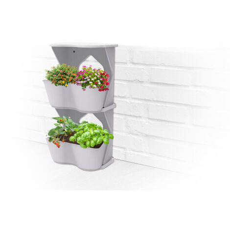 Romberg BOQUBE Flexi Garden, 2er Set Vertikales und horizontales Pflanzsystem, 52 x 20 x 26 cm horizontal aufgebaut, 26 x 20 x 52 cm vertikal aufgebaut inkl. Befestigungskit für die Wand, Farbe: Licht