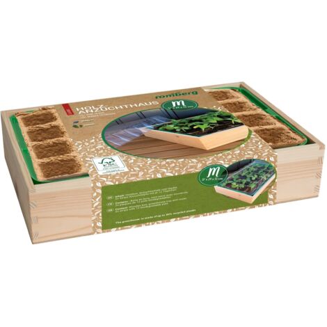 Romberg Holz-Anzuchthaus M 37x24x13 cm mit 24 Pots, FSC-zertifiziertes Holz