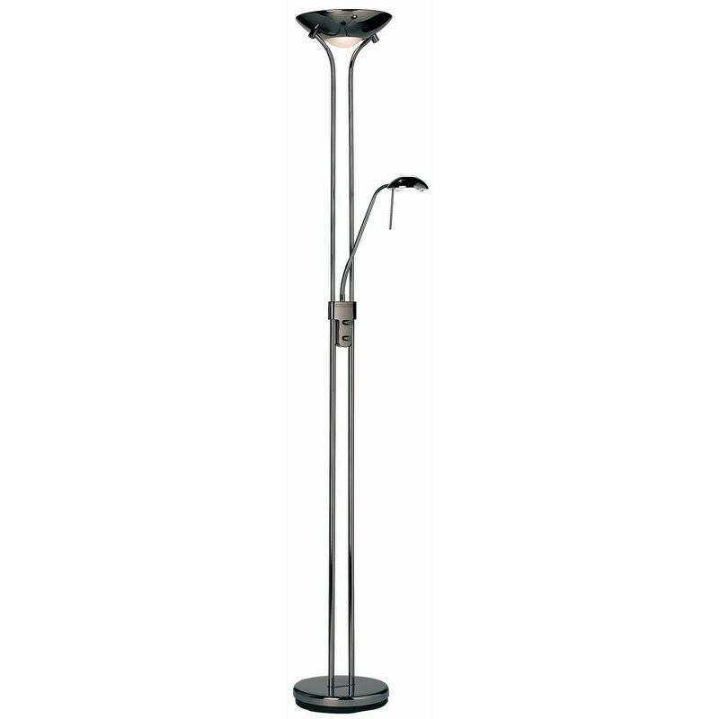 Rome - Mother and Child Floor Lamp Black Chrome, Opal Glass, E27 - Endon