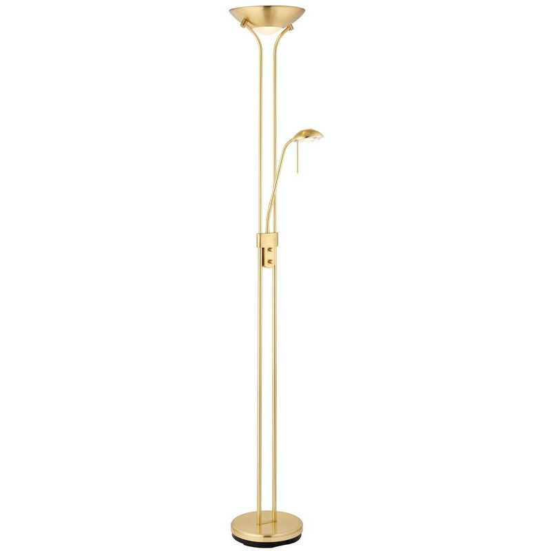 Rome - Mother and Child Floor Lamp Satin Brass, Opal Glass, G9 - Endon