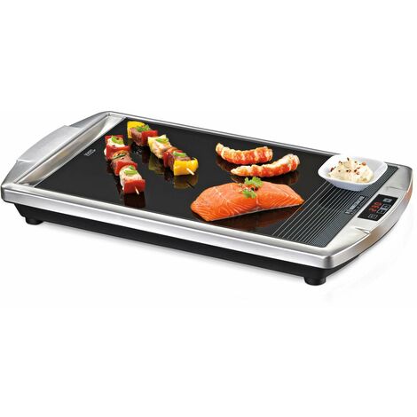 ROMMELSBACHER CERAN® Grill CG 2308/TC – Made in Germany SCHOTT CERAN®, superficie grill, temperatura regolabile da 80 a 280 °C, display LED, controllo touch, grondaia, alloggiamento in acciaio inox
