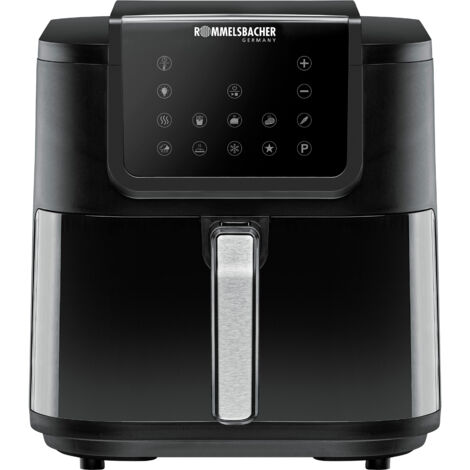 Rommelsbacher FRH 1700 Friteuse Single 8 L Freistehend 1700 W Heißluftfritteuse de Schwarz, Edelstahl