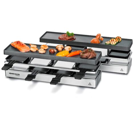 Rommelsbacher RC 1600 griglia per raclette 8 persona(e) Nero, Argento 1590 W