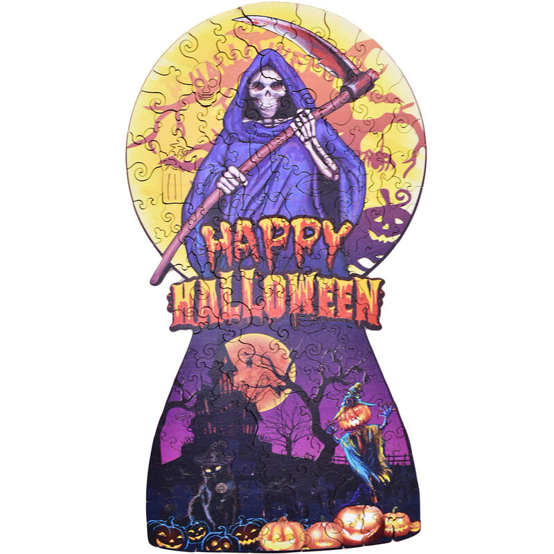 

Happyshopping - Rompecabezas de madera de Halloween Coloful Rompecabezas de madera 3D para adultos Adolescentes Juego familiar Jugar Juguetes Regalo