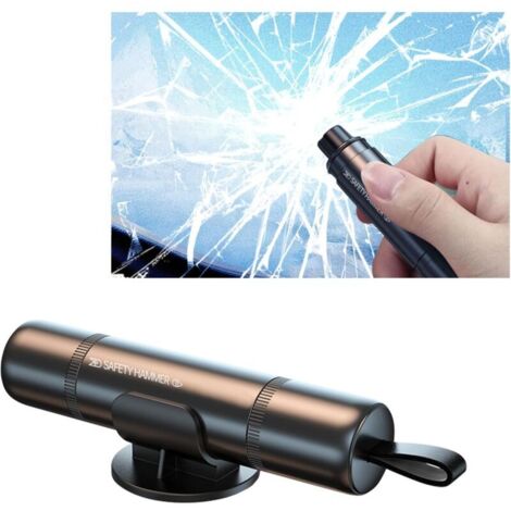 Rompevidrios, Cortador de Cinturón de Seguridad, Cortador de Cinturón de Seguridad 2 en 1, Rompevidrios, Rompevidrios Ligero y Portátil para Auto, Mini Martillo, Kit de Seguridad para Auto (Negro)