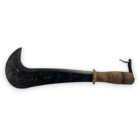 Roncola in acciaio forgiato con manico in cuoio lama 28 cm
