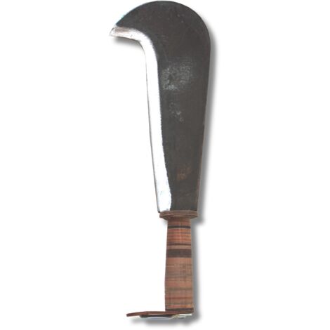 Roncola tipo con lama  30 cm in acciaio forgiato e manico in cuoio con gancio