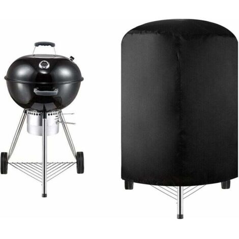Rond Couverture de Barbecue, Tissu Oxford 210D Barbecue Grill Imperméable, Housse Barbecue Housse Bâche de Protection BBQ Couverture de Gril, Noir,58x77cm