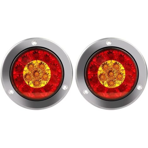 Rond LED Feu de Freinage Feu, 4x4"Rouge Ambre LED Feux Arrière Indicateur Lampe