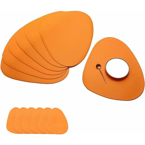 Rond Lot de 6 Sets de Table Antidérapant Lavable en PVC Résistant à la Chaleur Sets de Table pour Table de Salle à Manger 38cm Orange - MODOU