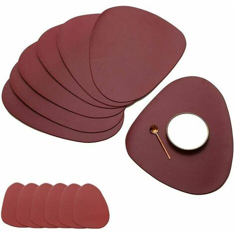Rond Lot de 6 Sets de Table Antidérapant Lavable en PVC Résistant à la Chaleur Sets de Table pour Table de Salle à Manger-