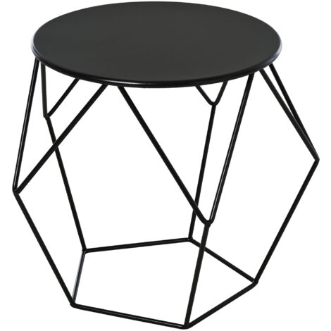 Rond Table Basse de Rangement Table d'Appoint & Table Gigogne Design Panier Métallique 51x51x44 cm pour Salon & Chambre