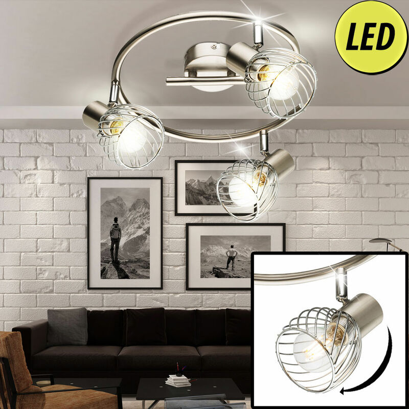 

Lámpara de techo Rondell Spot light cromo cage spotlight plateado móvil en un juego que incluye bombillas LED