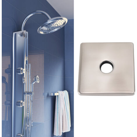 Rondelle de Douche Carrée 4" en Acier Inoxydable 304 - Cache Fixation Murale pour Robinet Douche/Lavabo, Brushed Antisé